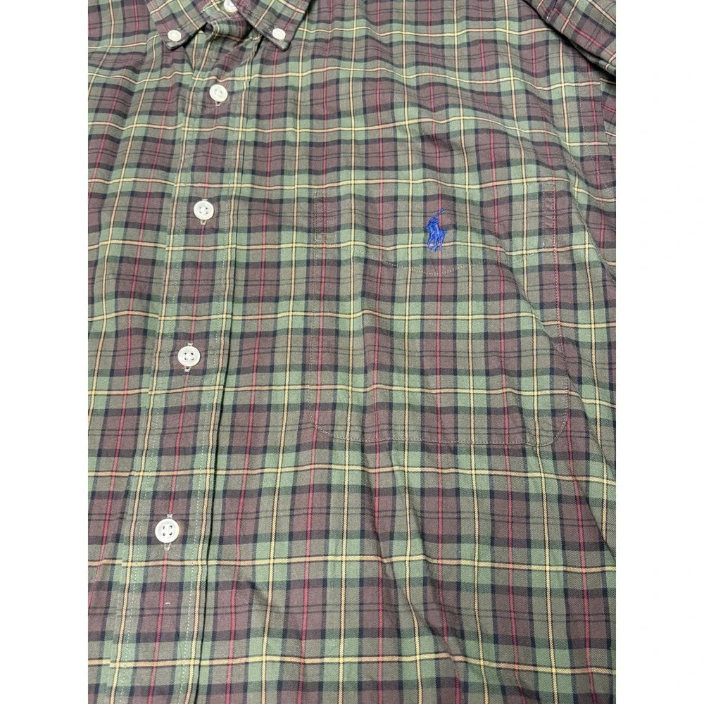 Polo Ralph Lauren Classic Fit Plaid Button Down Shirt Mens Large Green Maroon